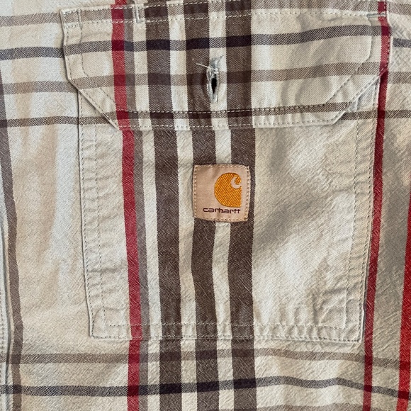 Carhartt Shirt Mens Blue Plaid Loose Fit‎ Short Sleeve Casual Summer  2XL - Picture 4 of 8